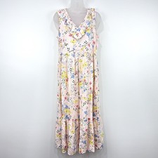 Old Navy Dress Women's M Floral Prairie Beachy Cottagecore Maxi Tiered Ruffle
