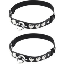 2PCs Adjustable O-Ring Leg Garter Belt Elastic Punk Studded Heart Thigh Garters