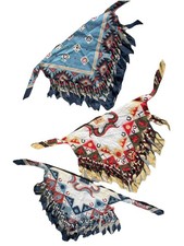 Set of 3 Vtg Bandana Bead Tie Head Scarf Southwestern Style