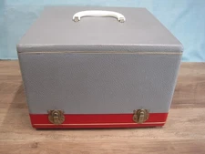 Red & Grey Vintage Carrying Case For RCA Victor 45 RPM Record Player Free Ship