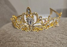 Luxury Gold Crystal Tiara Crown Queen Women Prom Bridal Hair Jewelry