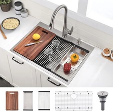 30 Inch Drop In Kitchen Sink- 30 x22 Inch Drop In/Topmount Sink