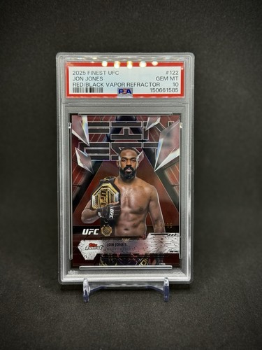 Jon Jones 2025 Topps Finest UFC Red Black Vapor Refractor /15 PSA 10