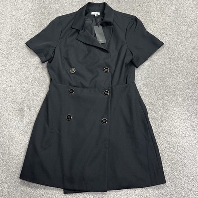 Vesta The Two Piece Double Breasted Dress Size 14 Black Lined Made In USA NWT