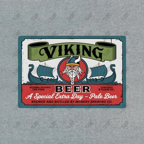 Vintage Viking Beer Metal Sign Collectible Breweriana Mcnery Brewing #497528