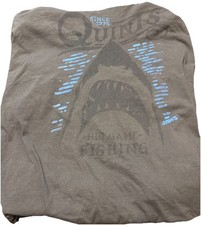 Jaws Quint's Amity Island 1975 Shark Big Game Fishing Men's T-Shirt 4X Gray Blue
