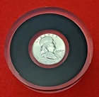 1958 (P) Franklin Half Dollar Paperweight - Round Epoxy Sealed 90% Silver