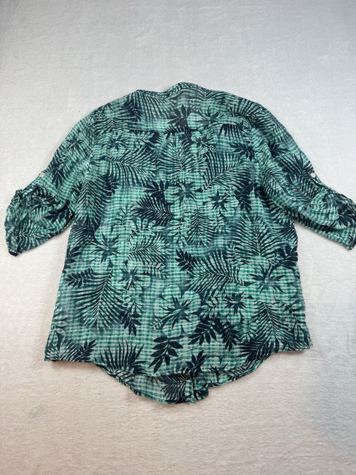 Ruby Rd Semisheer Button down Floral Blouse Blue … - image 6