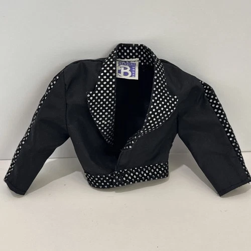 1990 Ken Dinner Date Jacket Mattel Barbie Vintage Black Polka Dot Doll Clothes