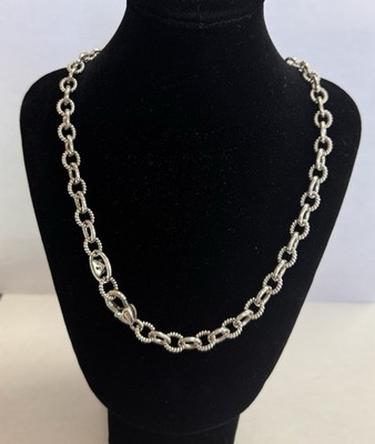 Vintage Sterling signierte Judith Ripka CZ Thailand Rolo gedrehte Kette Halskette 18''