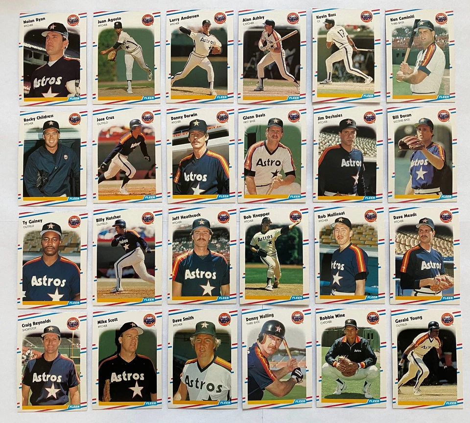 休斯顿太空人队 1988 年、1989 年、1990 年、1992 年 Fleer 球队套装 (5 套) — 第 2/4 张图片