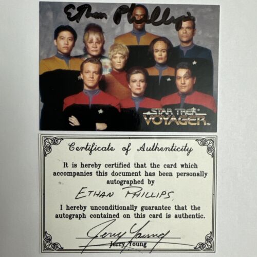 1995 SKYBOX Star Trek Voyager N1 Prototype Card with Ethan Phillips Autograph - Picture 3 of 3