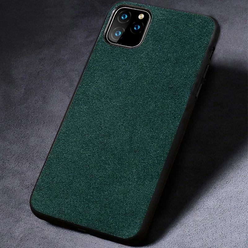 Funda trasera media de cuero gamuza de lujo para iPhone 13 12 11 XS XR 8 7 Plus SE Foto 2 de 4