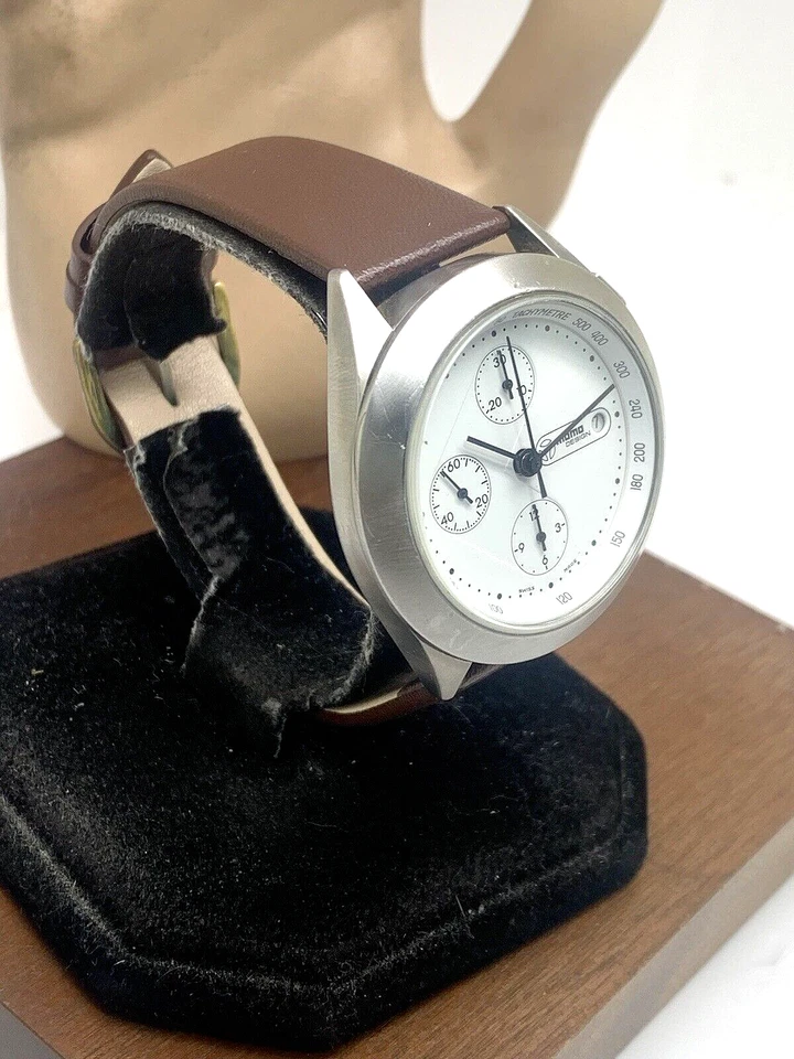 Reloj Hombre Diseño Momo Suizo Automático Cronógrafo Esfera Blanca Correa Cuero 40mm Foto 2 de 4