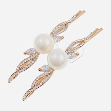 PEARL Bobby Pin Hair Clip use Swarovski Crystal Hairpin Wedding Bridal GOLD 1
