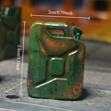 1X Green Resin Mini Oil Tank Model Distressed Miniature Oil Drum Micro Landscape