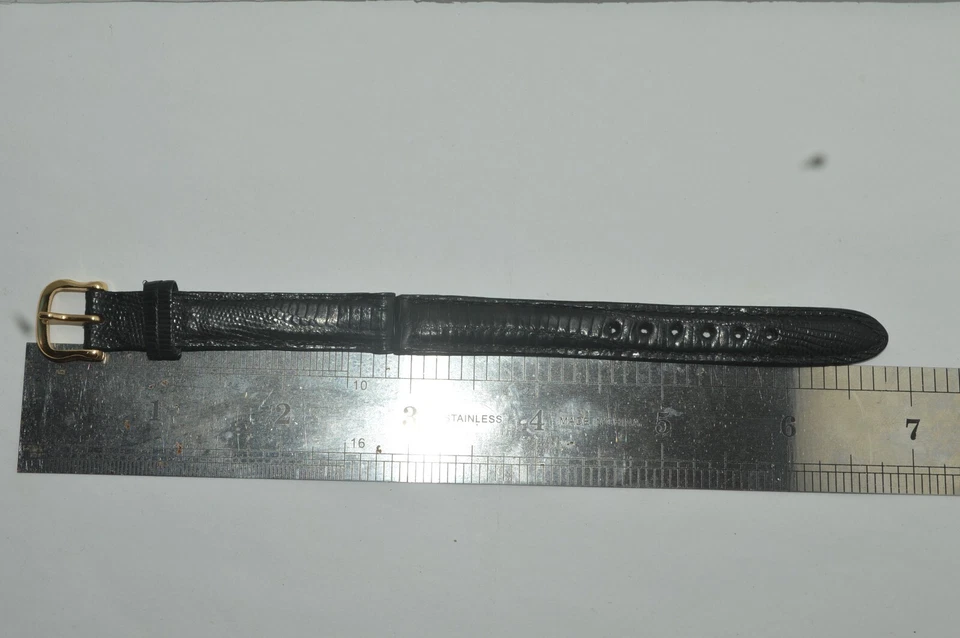 Correa Original SEIKO 12mm Cuero Lagarto Negro Muestra de Vendedor Nuevo-Antiguo Stock Foto 4 de 4