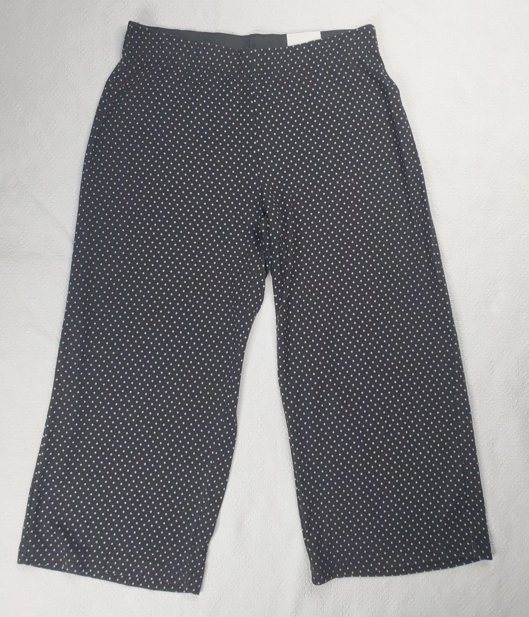 Jules & Leopold Womens Black Polk Stretch Pull on wide leg crop pants size  L NWT