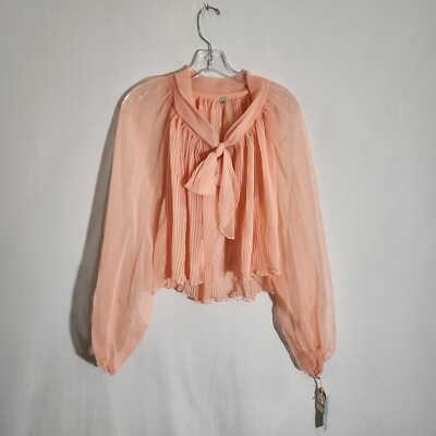 Montgomery Ward Womens Blouse Size 14 Orange Chiffon Pleated