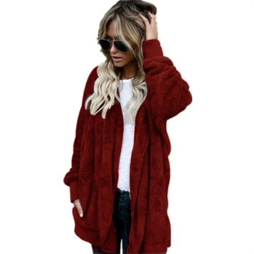 Womens Hooded Sherpa Jacket Fleece Cardigan Winter Trendy Plush Coat - Bild 4 von 30