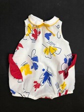 Vintage Bryan Baby Girls Red, Yellow, Blue Romper Size 6-9 months