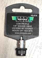 VIM Tools 1/4" Square drive to 1/4" Hex Locking Bit Holder Socket Adapter #HL414