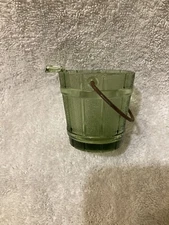 Vintage Green Bucket Ashtray, MCM, Textured Water Bucket, Single Cigarette, Nice