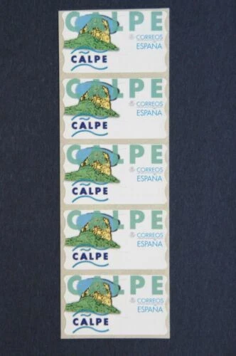 Etiquetas postales y ATMs de España de 1976 a 2001 de 5 sellos nuevo sin charnela (MNH)