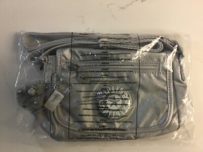 Kipling Sabian GPL  GM Satchel Handbag Crossbody Bright Silver W/Monkey NWT