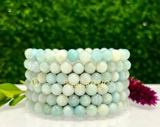 Wholesale 6 Pcs Natural Amazonite 6mm 7.5 Crystal Healing Stretch Bracelet
