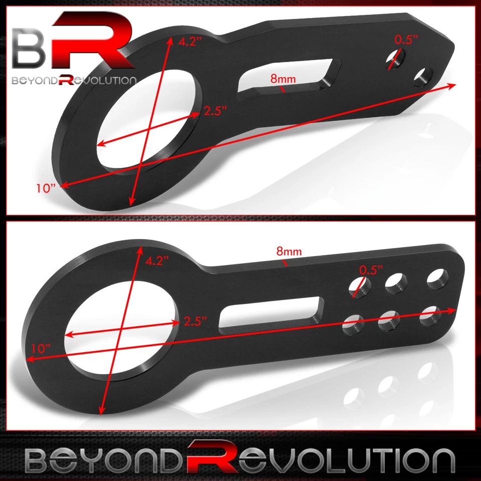 Kit de gancho de remolque JDM delantero y trasero de aluminio anodizado universal de 2" negro Foto 2 de 3