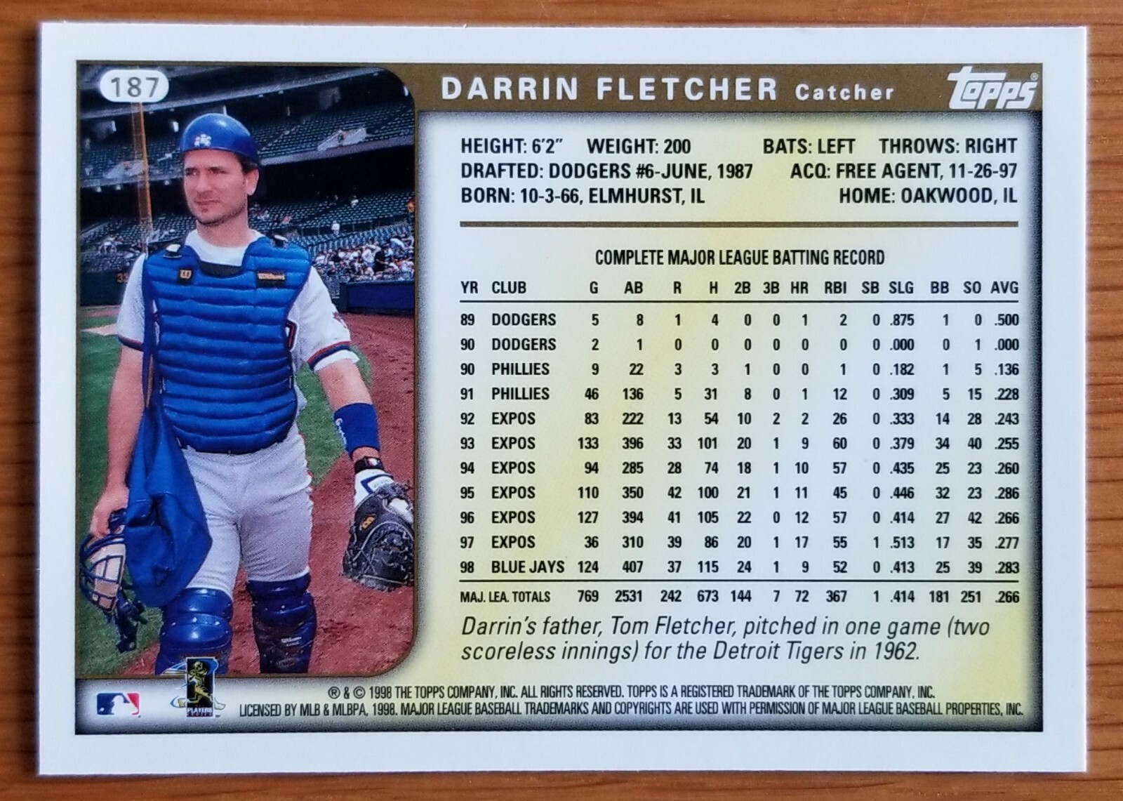 1999 Topps 187 Darrin Fletcher Toronto Blue Jays Baseball Card eBay