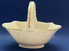 Lenox Porcelain Sans Souci Basket Candy Dish Hand Decorated 24k Gold 6"