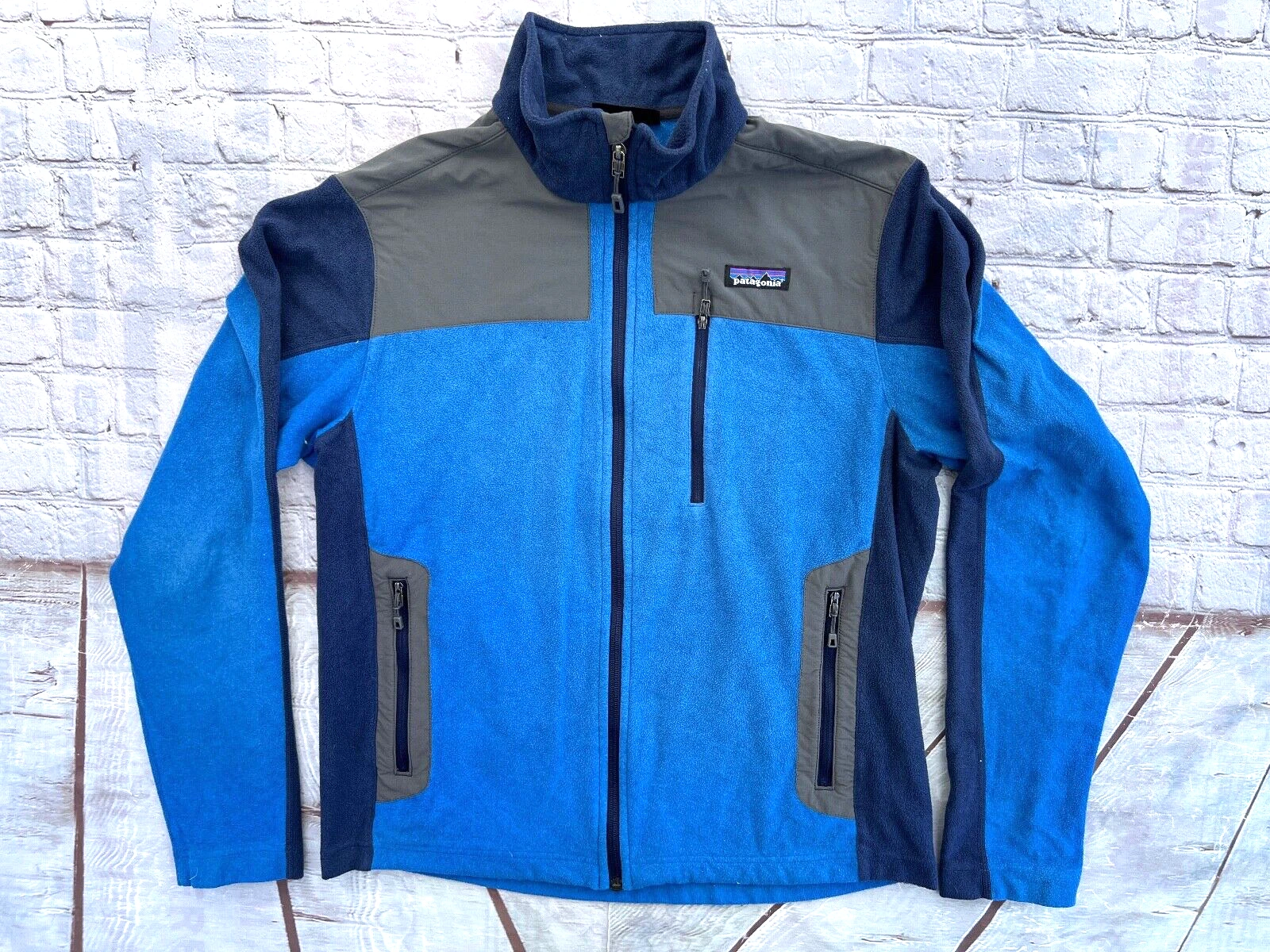 Mens PATAGONIA Blue Cedars Fleece Full Zip Sweater Jacket Medium