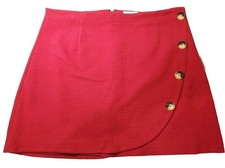 Maeve By Anthropologie Red Textured Faux Wrap MINI Short Skirt Size Large