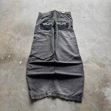 Baggy Crown Holder Black Gray Southpole Styl Embroidered Y2K VTG Denim Jeans 40