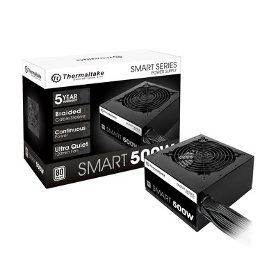 Thermaltake Smart 500W 80+ White Certified PSU, Continuous Power 500W, Black 