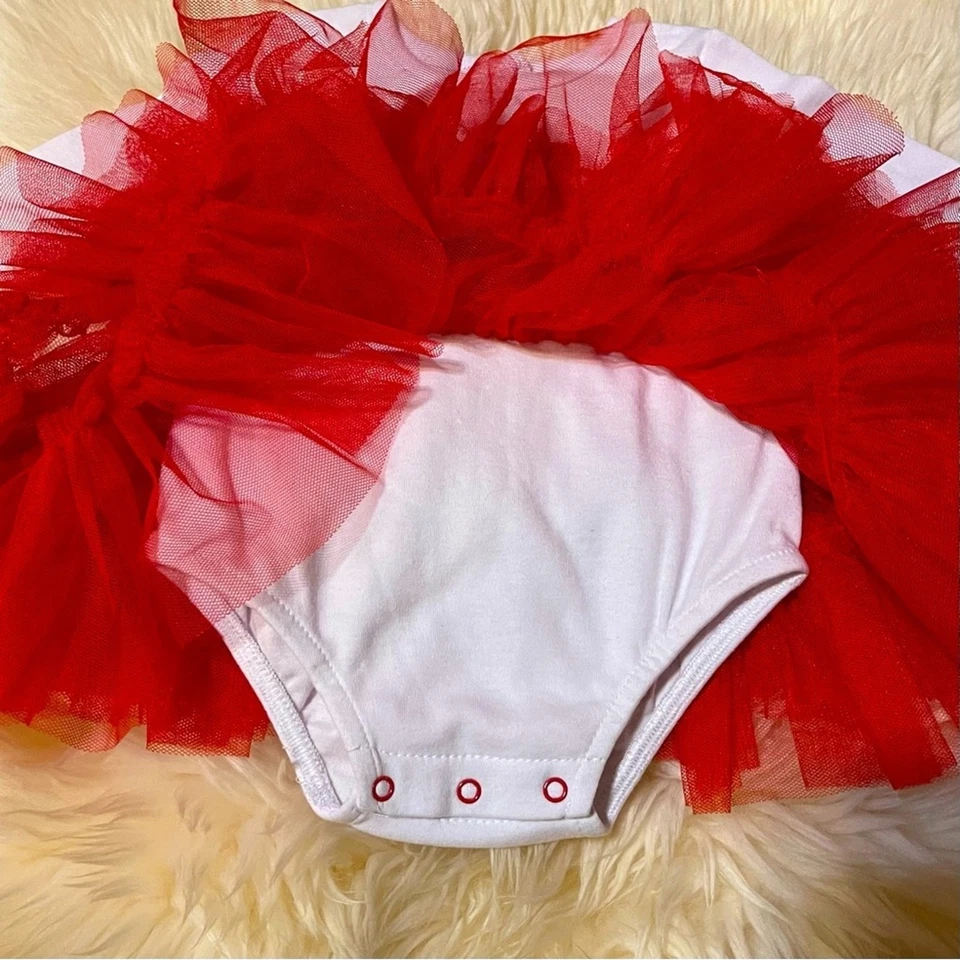 Baby Gear Falda Tutú Roja de Una Pieza Día de San Valentín Manga Larga Balletcore Talla 6M Foto 4 de 4