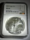 2023 $1 W Mint Mark American Silver Eagle NGC MS69 Brown Label Certified