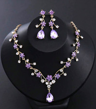 JEWELRY SET-3 Pieces Vintage Style PURPLE Necklace and Earrings