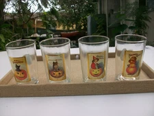 Victorian Trading Co. vintage Halloween postcard Juice Glass Set 4 glasses NIB