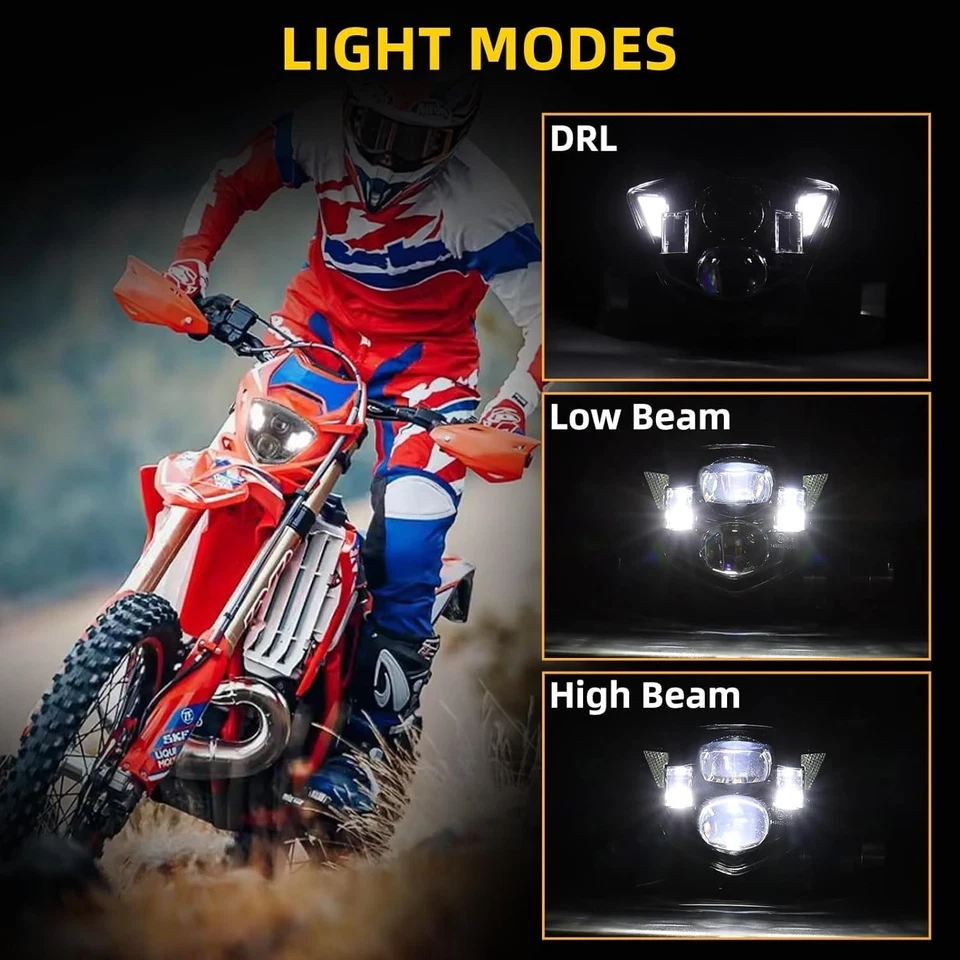 适用于 KTM EXC 125 250 300 400 450 525 2005 - 2007 前大灯 LED 车头灯 DRL — 第 3/4 张图片