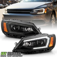 For 2011-2018 Volkswagen Jetta Halogen Upgrade LED Tube Projector Headlights Set