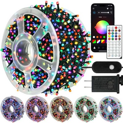 kemooie 164 FT 500 LED Christmas Lights Outdoor, RGB Color Changing Lights wi...