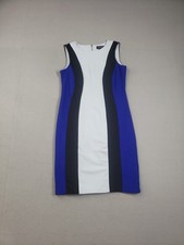 Liz Claiborne Women Shift Dress 6 Multicolor Side Panel Zip Sleeveless Career