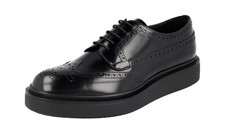 PRADA Leather Platform Full Brogue Derby Dress Shoes Black NEW -  US 7 EU 40