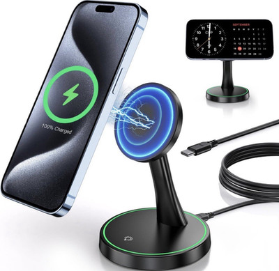 MagSafe 15W Ladestation kabellos USB-C für iPhone 12-16 Pro max, AirPods, Schwa 