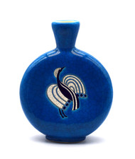 Longwy vase gourde faïence émaillée décor paon art déco 20-30 french enamel vase