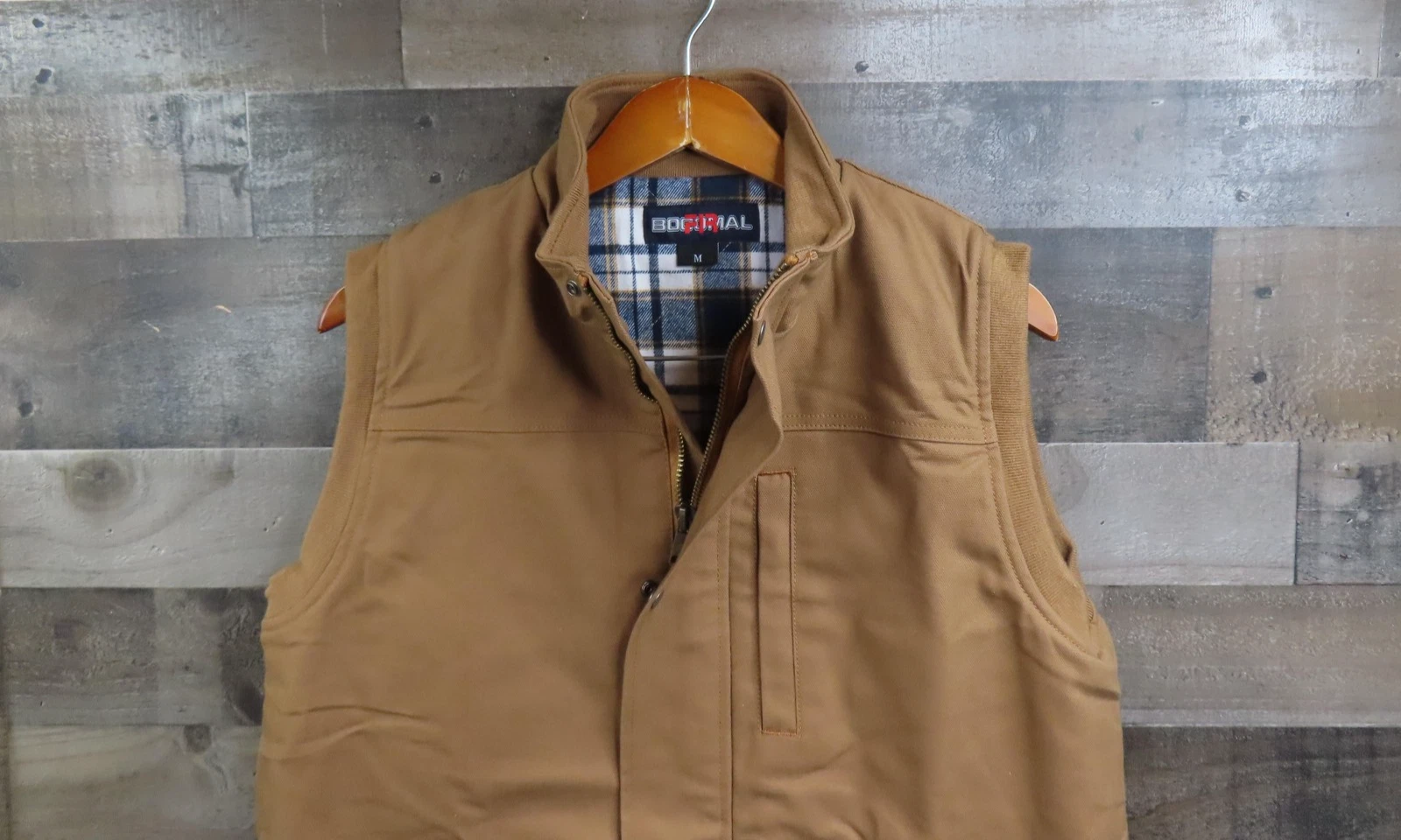 BOCOMAL FR Vest Mens Medium Brown Duck Quilted Insulated Workwear FRC3104