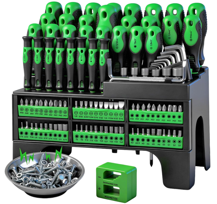 Juego 118 Piezas Destornilladores Magnéticos Precisión DIY con Llaves y Dados